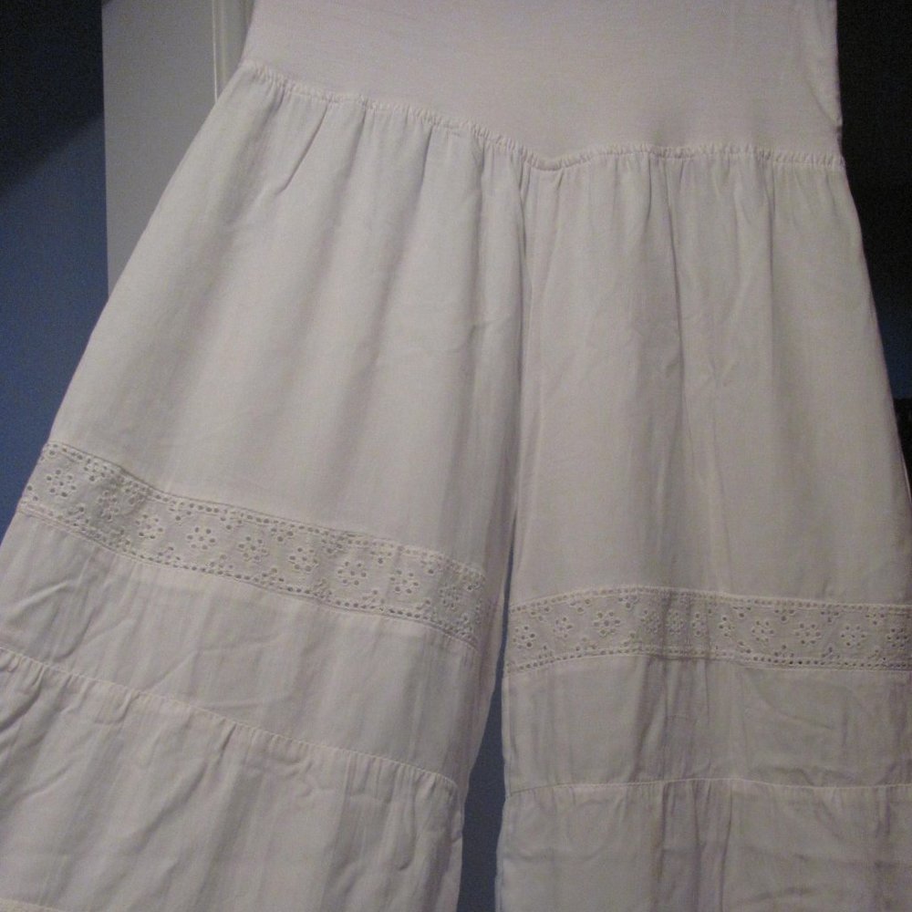 Flowing Pants, wide leg, white, hand made